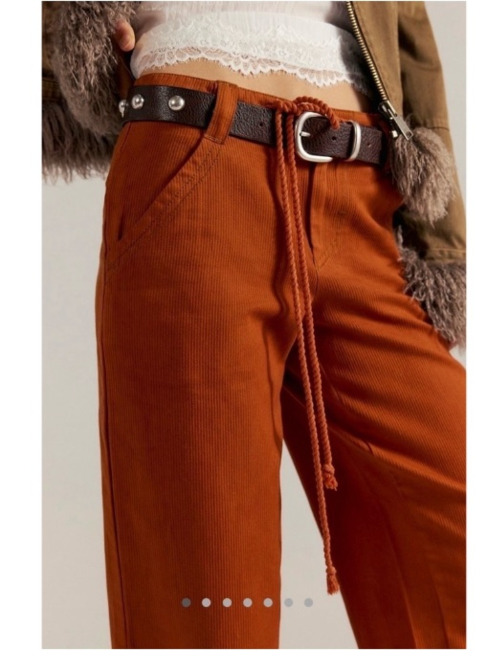 Free People We the Free Bodey Boyfriend Slouchy Corduroy Trouser Pant 0 - Picture 10 of 10